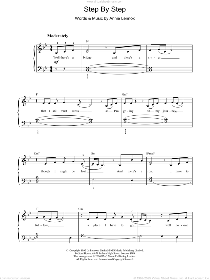 Step By Step sheet music for piano solo by Whitney Houston, easy skill level