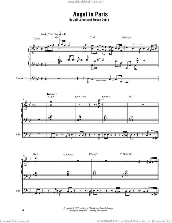 Angel In Paris sheet music for piano solo (transcription) by Jeff Lorber and Steven Dubin, intermediate piano (transcription)