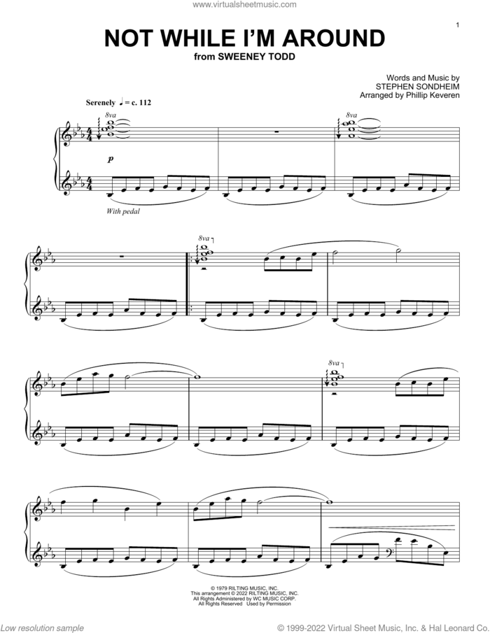 Not While I'm Around (from Sweeney Todd) (arr. Phillip Keveren) sheet music for piano solo by Stephen Sondheim and Phillip Keveren, intermediate skill level