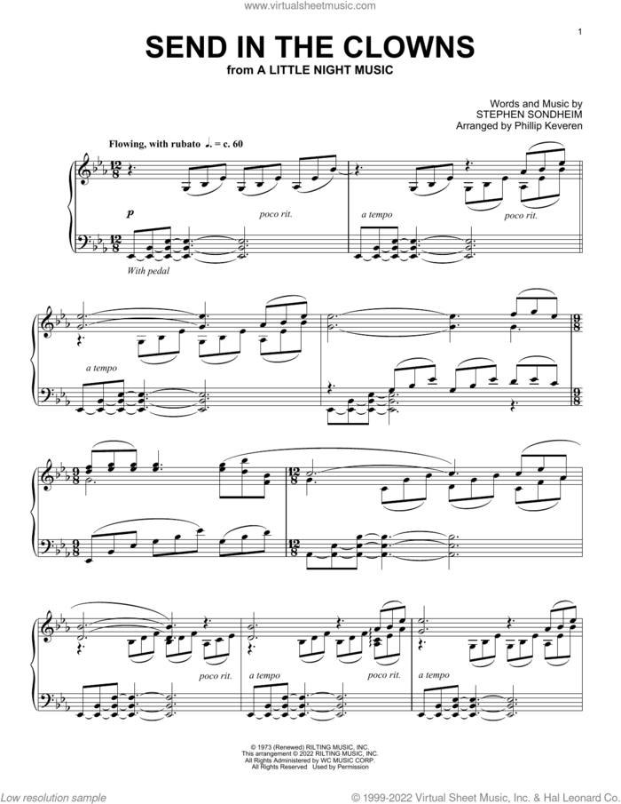 Send In The Clowns (from A Little Night Music) (arr. Phillip Keveren) sheet music for piano solo by Stephen Sondheim and Phillip Keveren, intermediate skill level