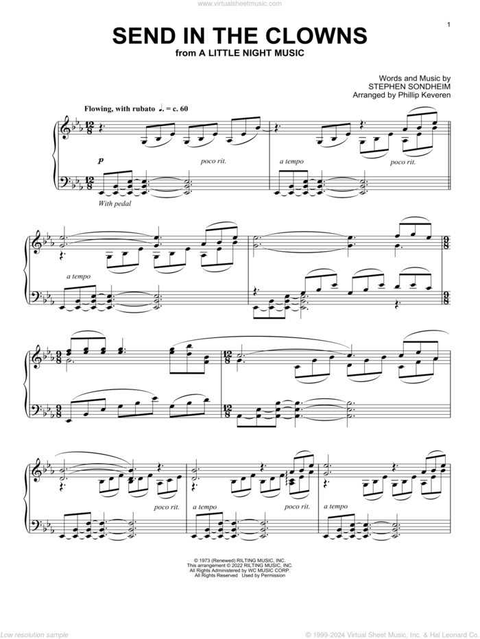 Send In The Clowns (from A Little Night Music) (arr. Phillip Keveren) sheet music for piano solo by Stephen Sondheim and Phillip Keveren, intermediate skill level