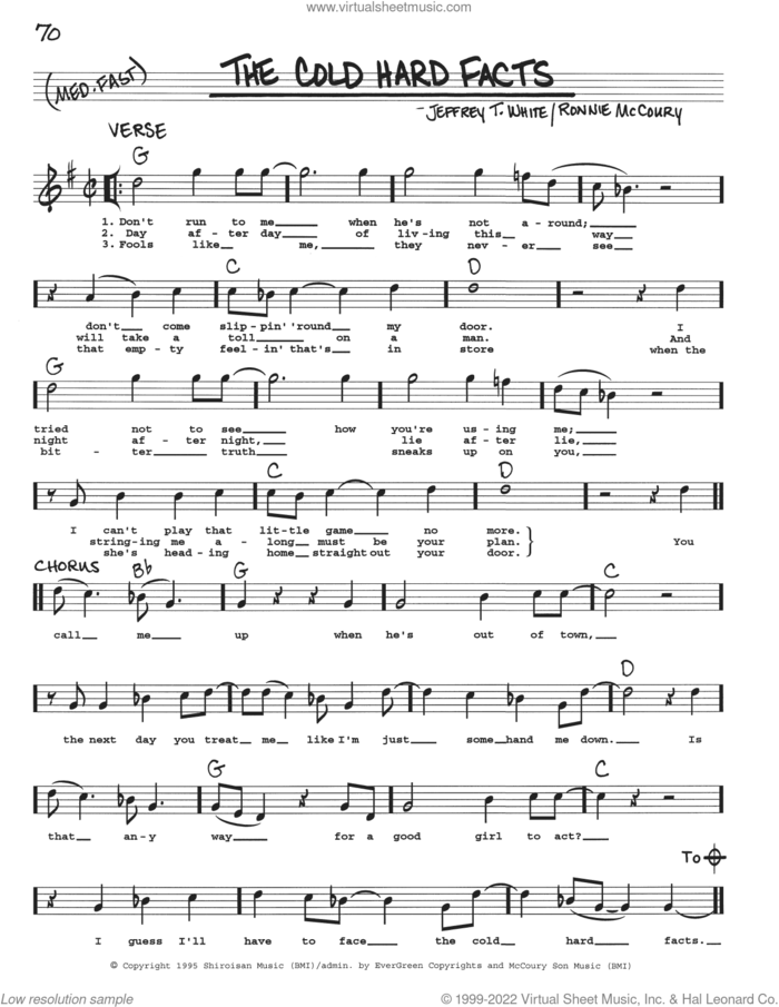 The Cold Hard Facts sheet music for voice and other instruments (real book with lyrics) by Jeffrey T. White and Ronnie McCoury, intermediate skill level