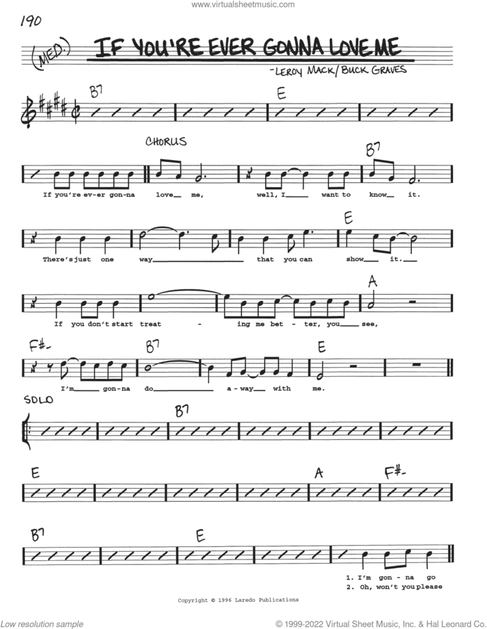 If You're Ever Gonna Love Me sheet music for voice and other instruments (real book with lyrics) by Buck Graves and Leroy Mack, intermediate skill level