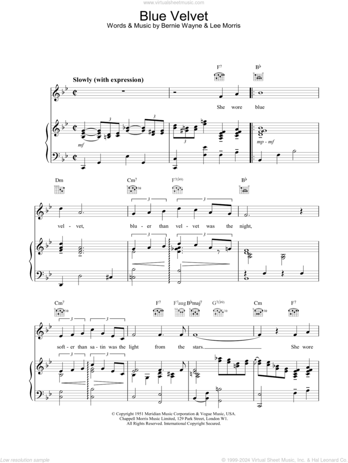 Blue Velvet sheet music for voice, piano or guitar by M People, intermediate skill level