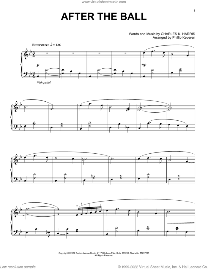 After The Ball (arr. Phillip Keveren) sheet music for piano solo by Charles K. Harris and Phillip Keveren, intermediate skill level