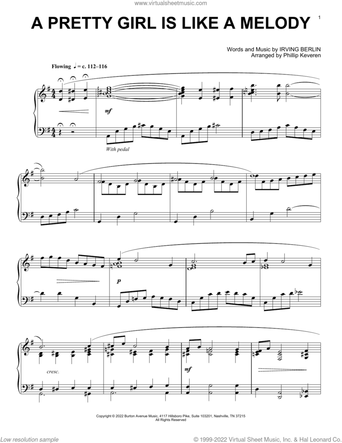 A Pretty Girl Is Like A Melody (arr. Phillip Keveren) sheet music for piano solo by Irving Berlin and Phillip Keveren, intermediate skill level