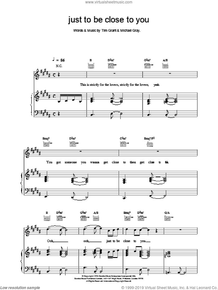 Just To Be Close To You sheet music for voice, piano or guitar by Backstreet Boys, intermediate skill level