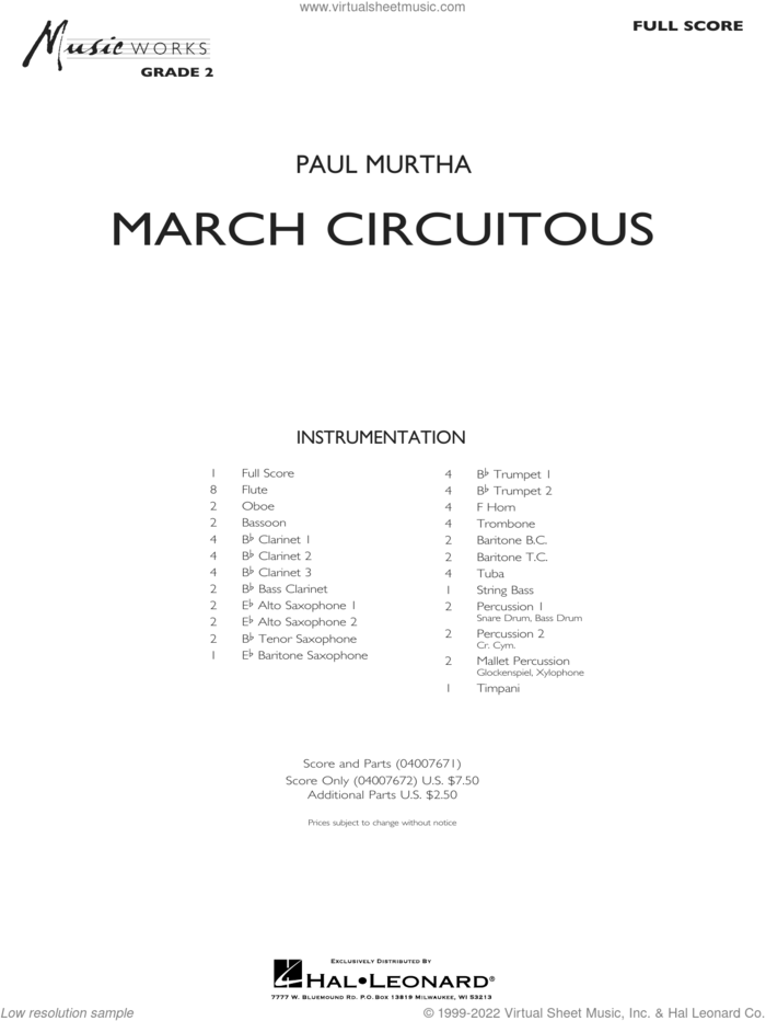 March Circuitous (COMPLETE) sheet music for concert band by Paul Murtha, intermediate skill level