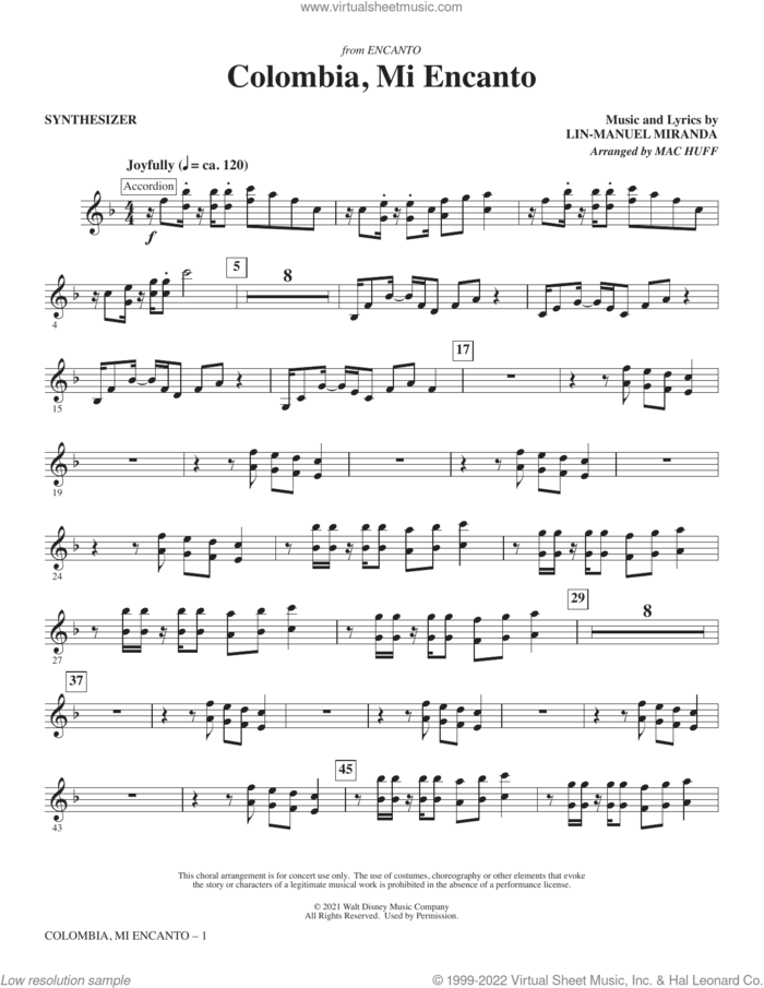Colombia, Mi Encanto (from Encanto) (arr. Mac Huff) (complete set of parts) sheet music for orchestra/band by Lin-Manuel Miranda and Mac Huff, intermediate skill level