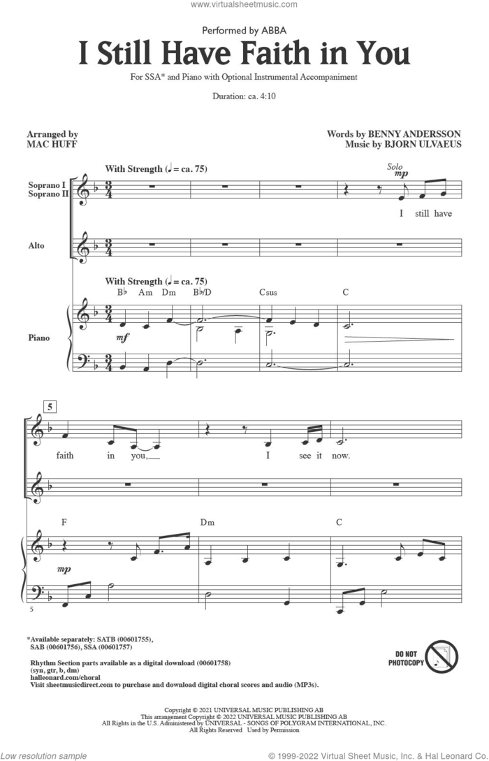 I Still Have Faith In You (arr. Mac Huff) sheet music for choir (SSA: soprano, alto) by ABBA, Mac Huff, Benny Andersson and Bjorn Ulvaeus, intermediate skill level
