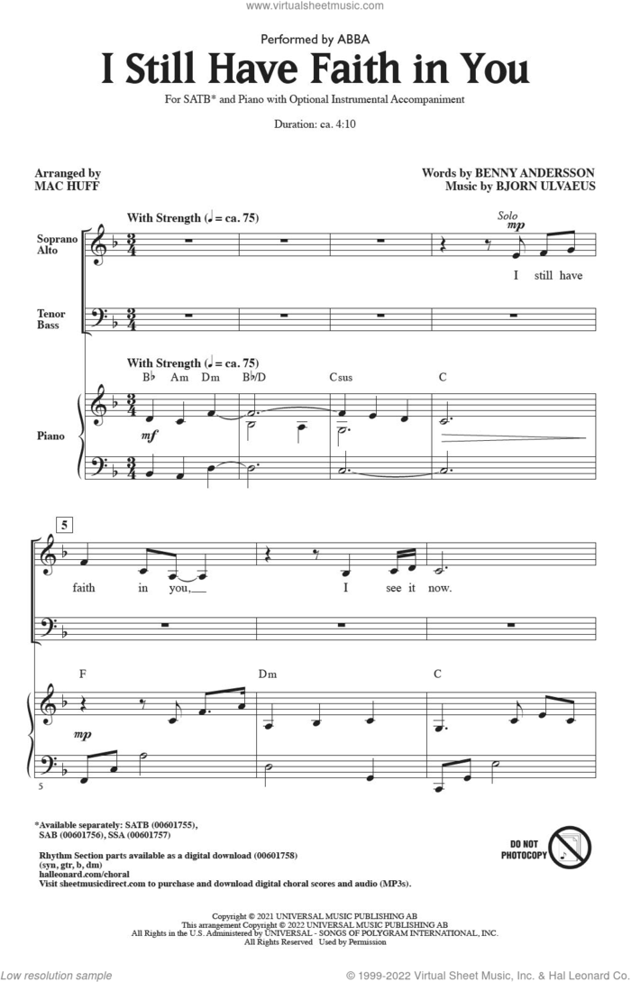 I Still Have Faith In You (arr. Mac Huff) sheet music for choir (SATB: soprano, alto, tenor, bass) by ABBA, Mac Huff, Benny Andersson and Bjorn Ulvaeus, intermediate skill level