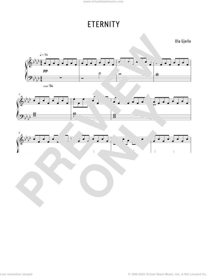 Eternity sheet music for piano solo by Ola Gjeilo, classical score, intermediate skill level