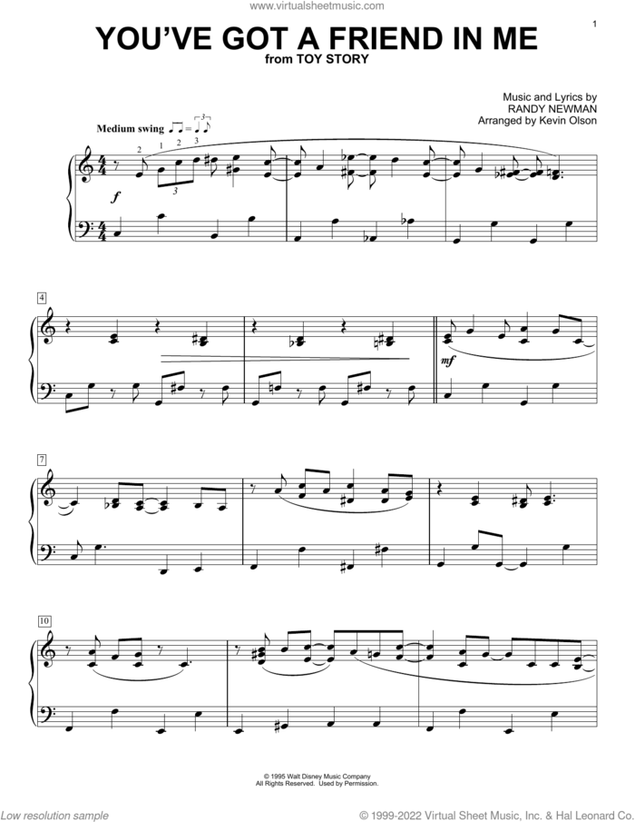 You've Got A Friend In Me (from Toy Story) (arr. Kevin Olson) sheet music for voice and other instruments (E-Z Play) by Randy Newman and Kevin Olson, easy skill level