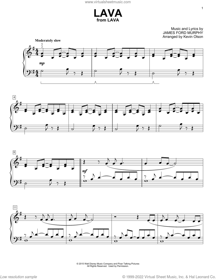 Lava (from Lava) (arr. Kevin Olson) sheet music for voice and other instruments (E-Z Play) by James Ford Murphy and Kevin Olson, easy skill level