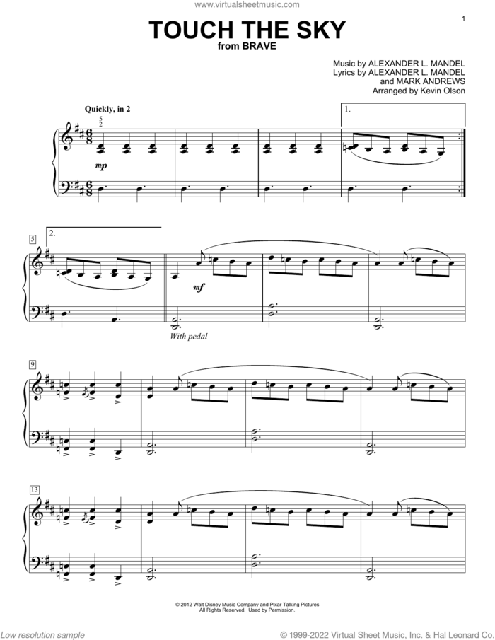 Touch The Sky (from Brave) (arr. Kevin Olson) sheet music for voice and other instruments (E-Z Play) by Julie Fowlis, Kevin Olson, Alexander L. Mandel and Mark Andrews, easy skill level