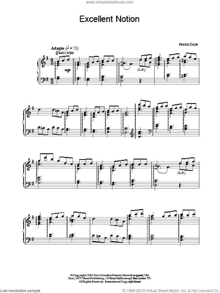 Excellent Notion sheet music for piano solo by Patrick Doyle and Patrick  Doyle, intermediate skill level