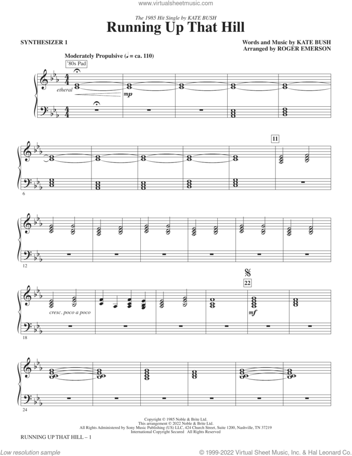 Running Up That Hill (arr. Roger Emerson) (complete set of parts) sheet music for orchestra/band by Roger Emerson and Kate Bush, intermediate skill level