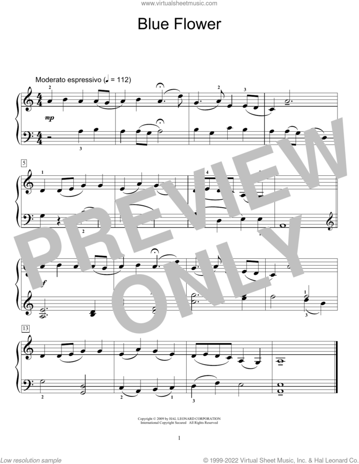 Blue Flower (arr. Joseph Johnson) sheet music for piano solo (elementary) by Traditional Chinese Folk Song and Joseph Johnson, beginner piano (elementary)