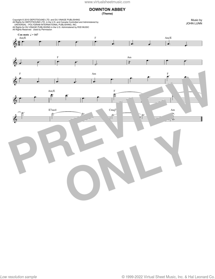 Downton Abbey (Theme) sheet music for voice and other instruments (fake book) by John Lunn, classical score, intermediate skill level