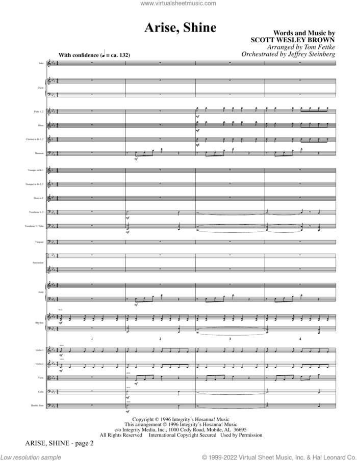 Arise, Shine (arr. Tom Fettke) (COMPLETE) sheet music for orchestra/band (Orchestra) by Tom Fettke and Scott Wesley Brown, intermediate skill level