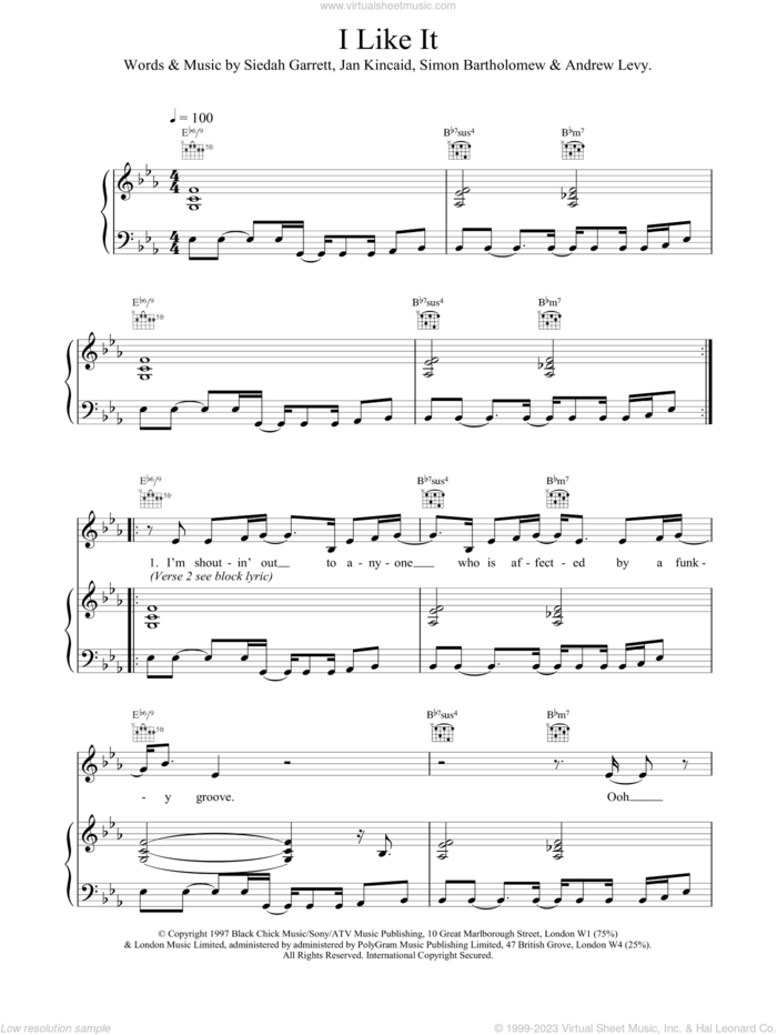 I Like It sheet music for voice, piano or guitar by Brand New Heavies, intermediate skill level