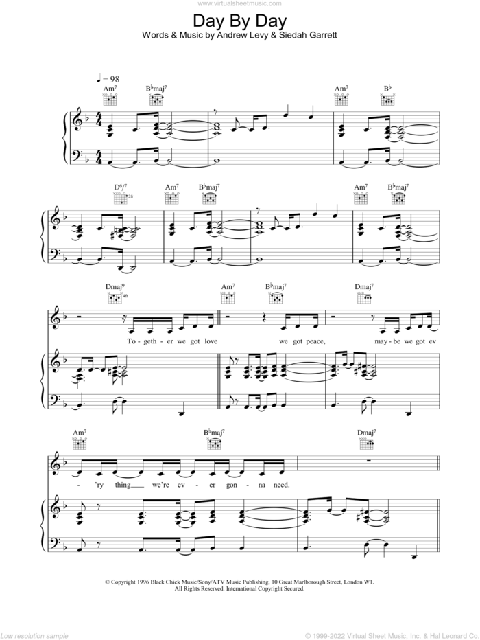 Day By Day sheet music for voice, piano or guitar by Brand New Heavies, intermediate skill level