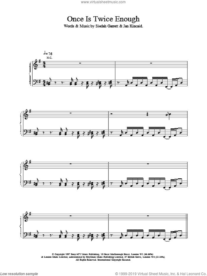 Once Is Twice Enough sheet music for voice, piano or guitar by Brand New Heavies, intermediate skill level