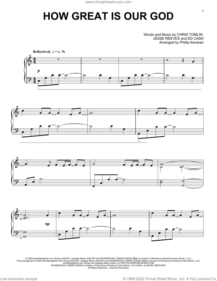 How Great Is Our God (arr. Phillip Keveren) sheet music for piano solo by Chris Tomlin, Phillip Keveren, Ed Cash and Jesse Reeves, intermediate skill level