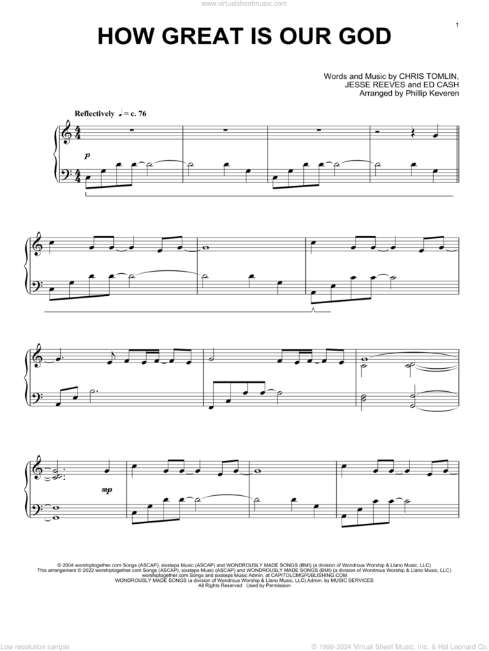 How Great Is Our God (arr. Phillip Keveren) sheet music for piano solo by Chris Tomlin, Phillip Keveren, Ed Cash and Jesse Reeves, intermediate skill level