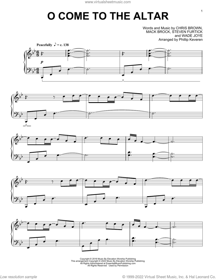 O Come To The Altar (arr. Phillip Keveren) sheet music for piano solo by Elevation Worship, Phillip Keveren, Chris Brown, Mack Brock, Steven Furtick and Wade Joye, intermediate skill level