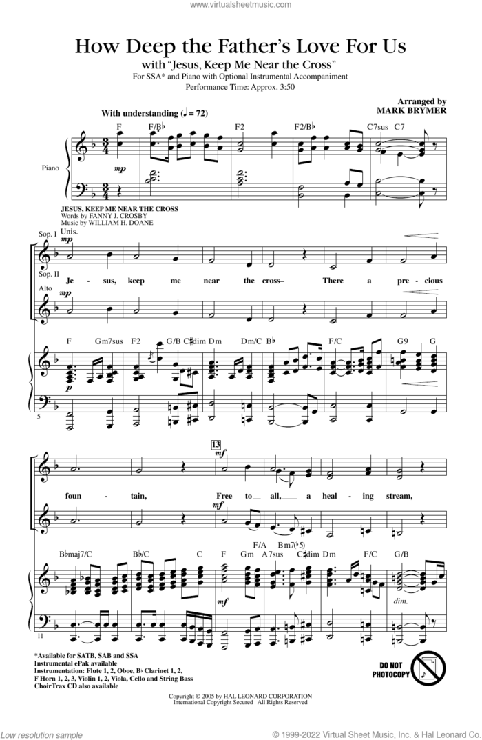 How Deep The Father's Love For Us (with 'Jesus Keep Me Near The Cross') sheet music for choir (SSA: soprano, alto) by Stuart Townend and Mark Brymer, intermediate skill level