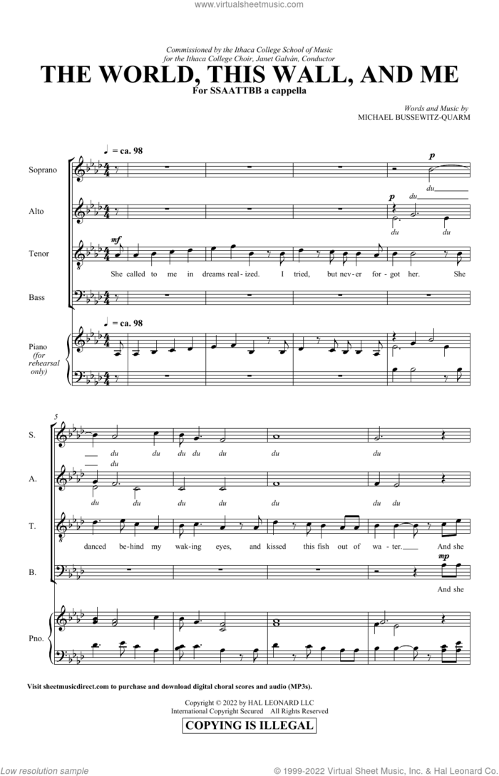 The World, This Wall, And Me sheet music for choir (SATB Divisi) by Michael Bussewitz-Quarm, intermediate skill level