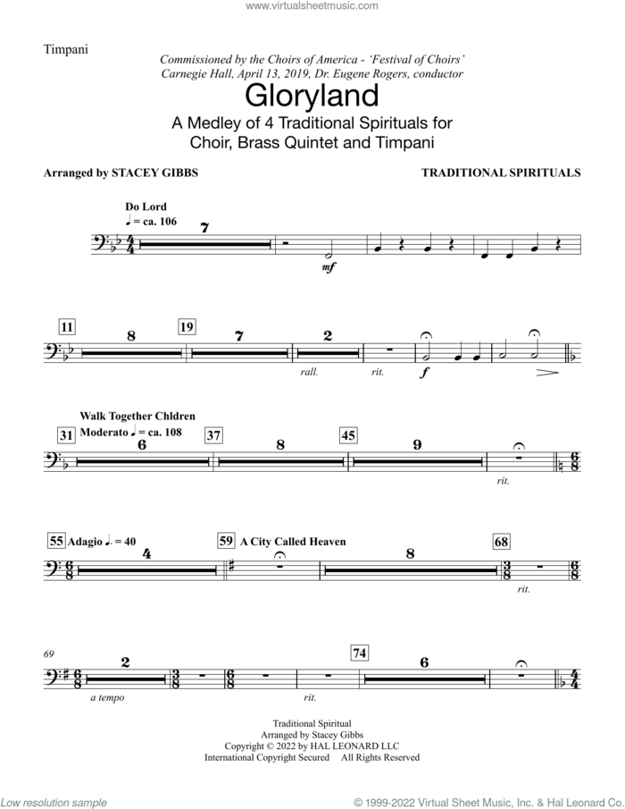 Gloryland: A Medley of Four Traditional Spirituals (COMPLETE) sheet music for orchestra/band (Instrumental Accompaniment) by Stacey V. Gibbs, intermediate skill level