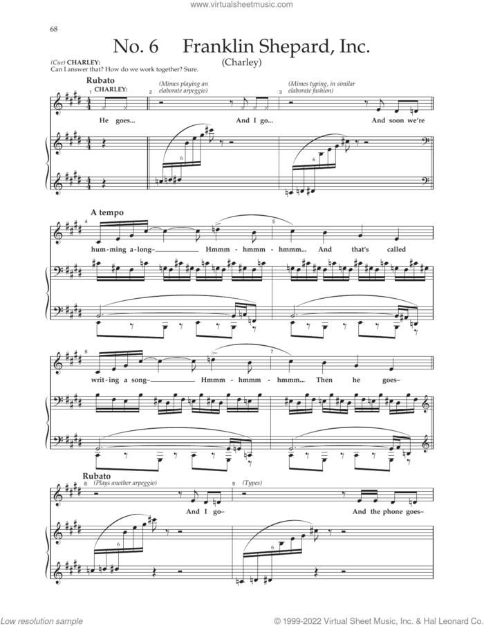 Franklin Shepard, Inc. (from Merrily We Roll Along) sheet music for voice and piano by Stephen Sondheim, intermediate skill level