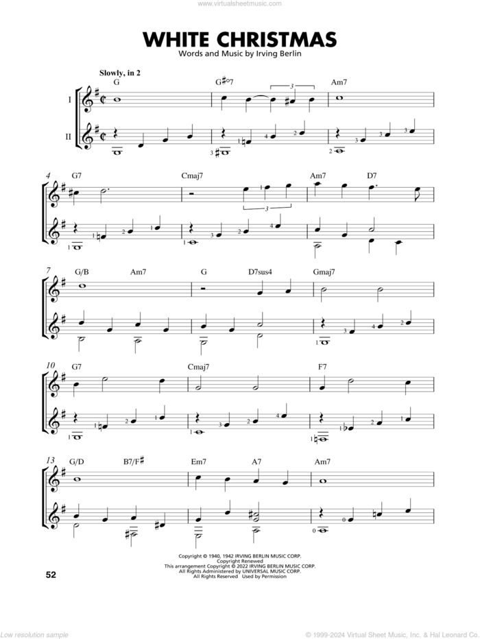 White Christmas (arr. Mark Phillips) sheet music for guitar solo (easy tablature) by Irving Berlin and Mark Phillips, easy guitar (easy tablature)