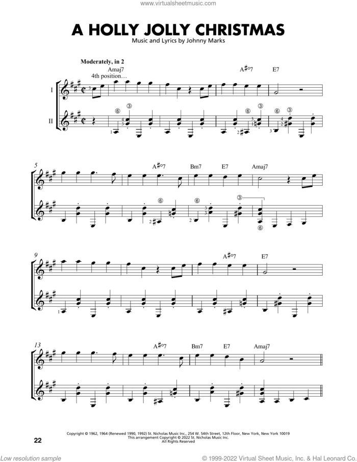 A Holly Jolly Christmas (arr. Mark Phillips) sheet music for guitar solo (easy tablature) by Johnny Marks and Mark Phillips, easy guitar (easy tablature)