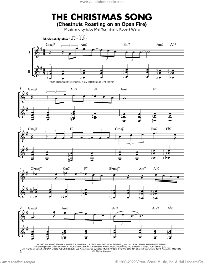 The Christmas Song (Chestnuts Roasting On An Open Fire) (arr. Mark Phillips) sheet music for guitar solo (easy tablature) by Mel Torme, Mark Phillips and Robert Wells, easy guitar (easy tablature)