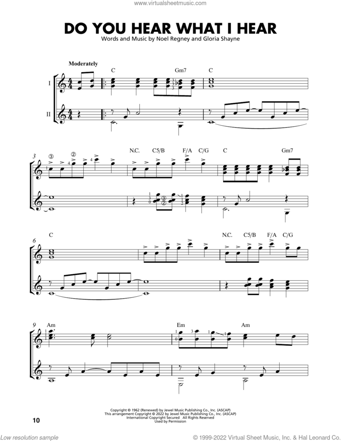 Do You Hear What I Hear (arr. Mark Phillips) sheet music for guitar solo (easy tablature) by Gloria Shayne, Mark Phillips and Noel Regney, easy guitar (easy tablature)