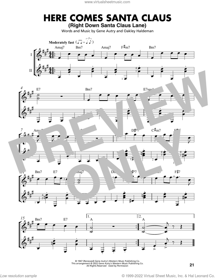 Here Comes Santa Claus (Right Down Santa Claus Lane) (arr. Mark Phillips) sheet music for guitar solo (easy tablature) by Gene Autry, Mark Phillips and Oakley Haldeman, easy guitar (easy tablature)