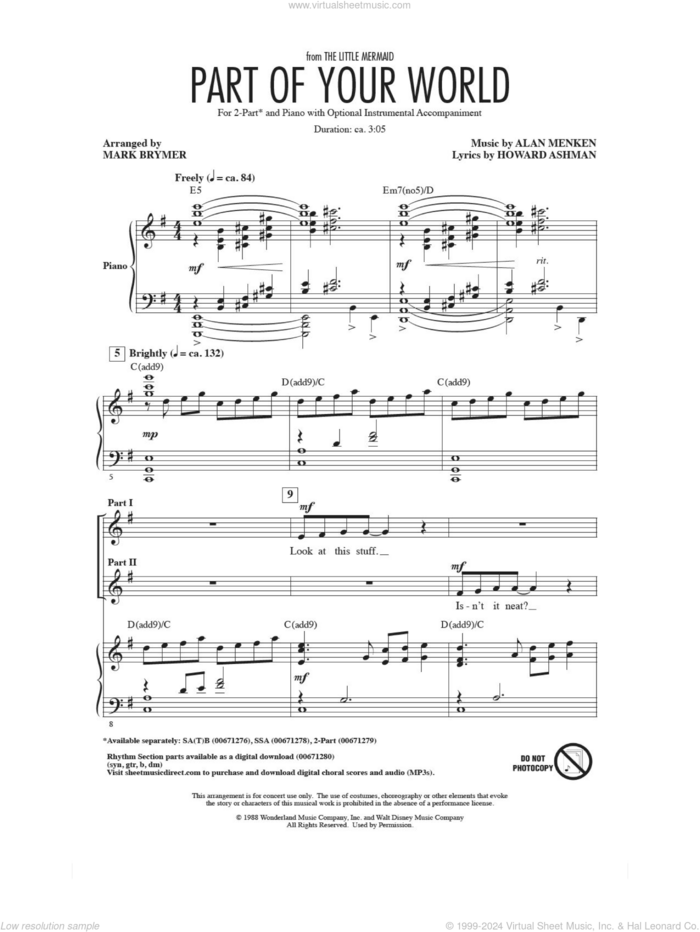 Part Of Your World (from The Little Mermaid) (arr. Mark Brymer) sheet music for choir (2-Part) by Alan Menken & Howard Ashman, Mark Brymer, Alan Menken and Howard Ashman, intermediate duet