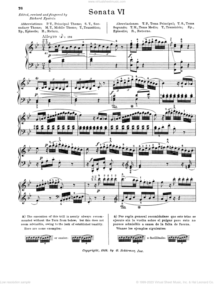 Sonata In B-Flat Major, K. 281 sheet music for piano solo by Wolfgang Amadeus Mozart and Richard Epstein, classical score, intermediate skill level