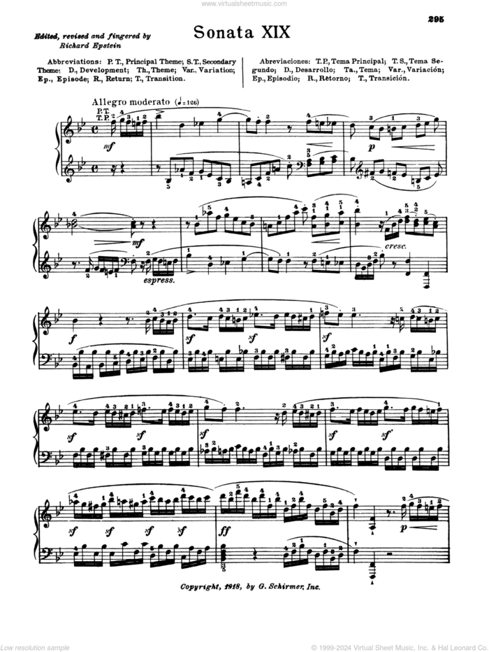 Sonata In B-Flat Major, K. 498a sheet music for piano solo by Wolfgang Amadeus Mozart and Richard Epstein, classical score, intermediate skill level