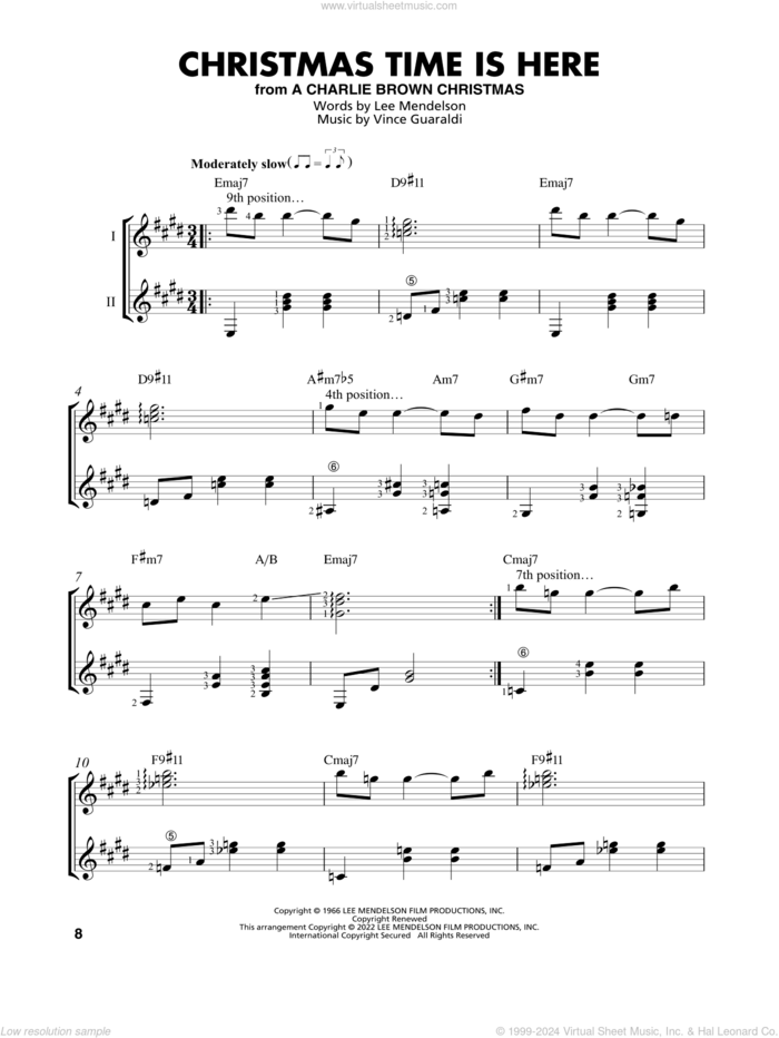 Christmas Time Is Here (from A Charlie Brown Christmas) (arr. Mark Phillips) sheet music for guitar solo (easy tablature) by Vince Guaraldi, Mark Phillips and Lee Mendelson, easy guitar (easy tablature)