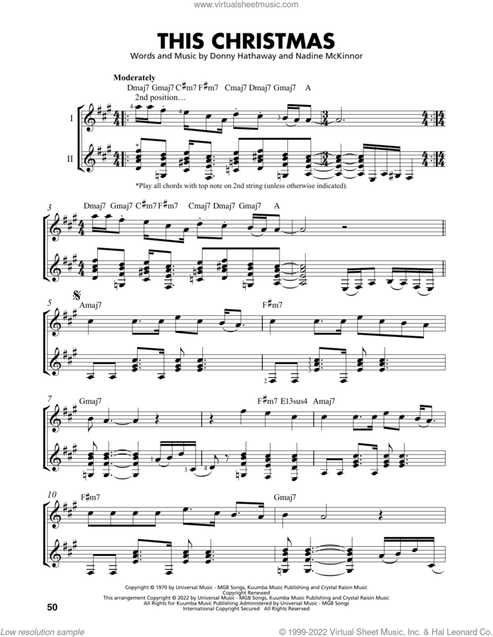 This Christmas (arr. Mark Phillips) sheet music for guitar solo (easy tablature) by Donny Hathaway, Mark Phillips and Nadine McKinnor, easy guitar (easy tablature)