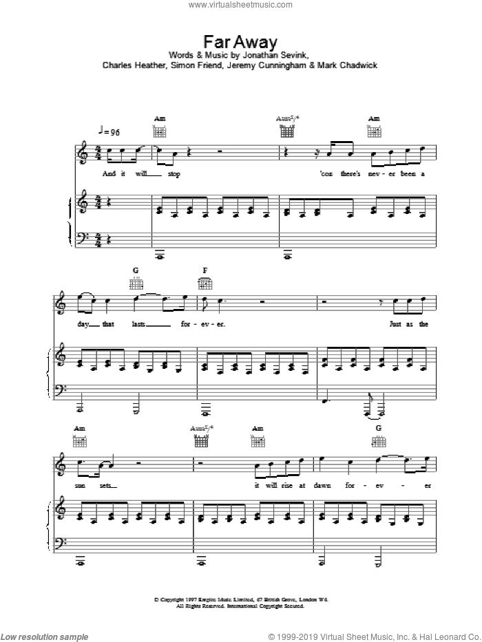 Far Away sheet music for voice, piano or guitar by The Levellers, intermediate skill level