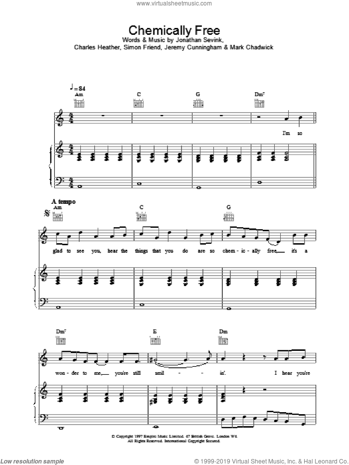 Chemically Free sheet music for voice, piano or guitar by The Levellers, intermediate skill level