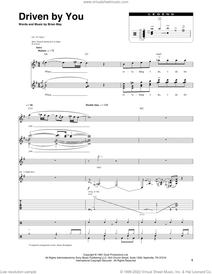 Driven By You sheet music for chamber ensemble (Transcribed Score) by Queen and Brian May, intermediate skill level