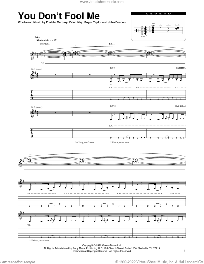 You Don't Fool Me sheet music for chamber ensemble (Transcribed Score) by Queen, Brian May, Freddie Mercury, John Deacon and Roger Taylor, intermediate skill level
