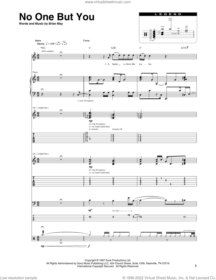 No One But You sheet music for chamber ensemble (Transcribed Score) by Queen and Brian May, intermediate skill level