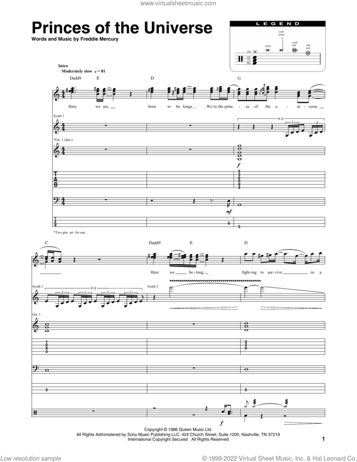 Princes Of The Universe sheet music for chamber ensemble (Transcribed Score) by Queen and Freddie Mercury, intermediate skill level